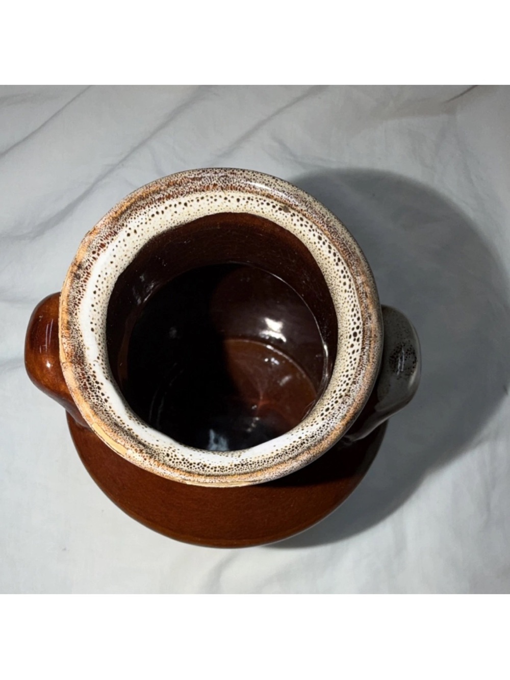 Vintage Two Tone Glazed Ceramic Milk Jug Pot with Handles - Picture 5 of 9
